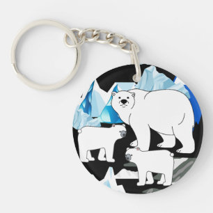 Polar Bear Mom And Cubs Keychain