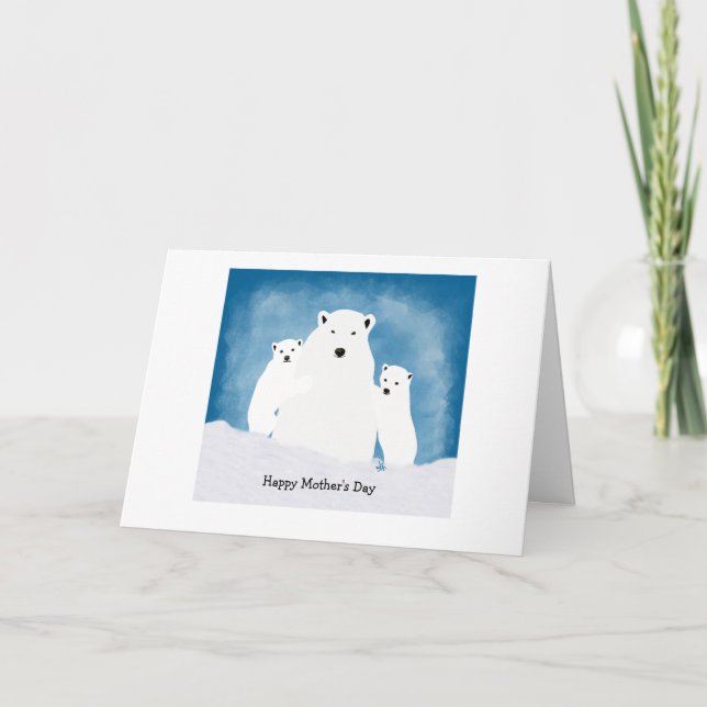 Polar Bear Mom with cubs Card (Front)