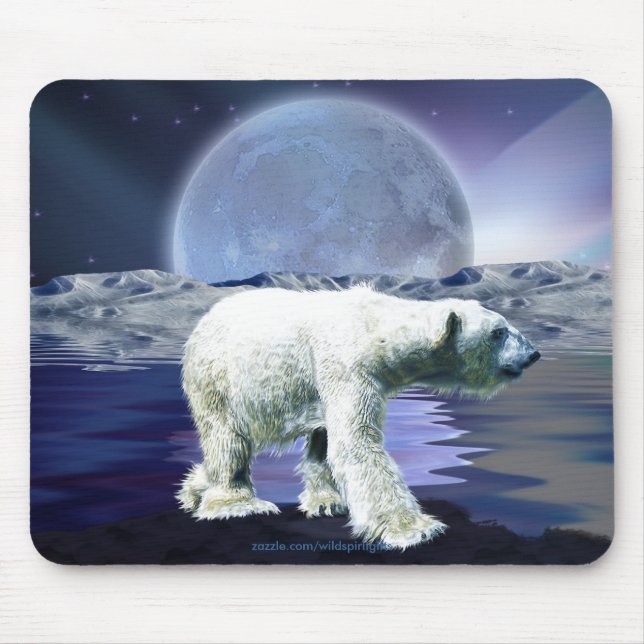 POLAR BEAR & MOON Wildlife Mousepad (Front)