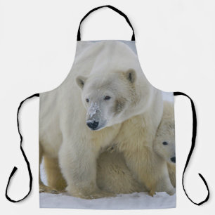 POLAR BEAR MOTHER AND CUB NORTHERN ALASKA APRON