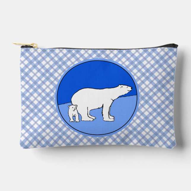Polar Bear Mother and Cub Painting Wildlife Art Accessory Pouch (Front)