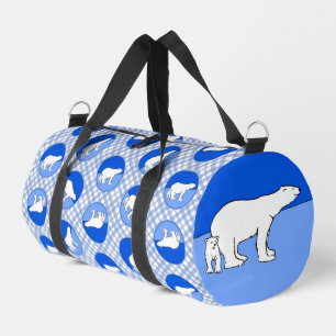 Polar Bear Mother and Cub Painting Wildlife Art Duffle Bag