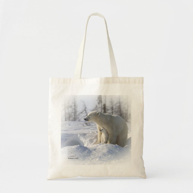 Polar bear mother and cub tote bag (Front)