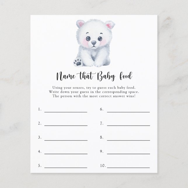Polar bear - Name that baby food game (Front)