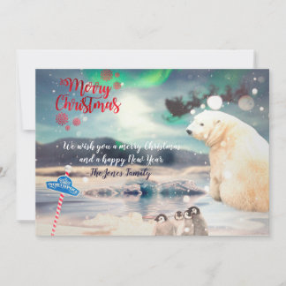 Polar Bear North Pole Christmas Card