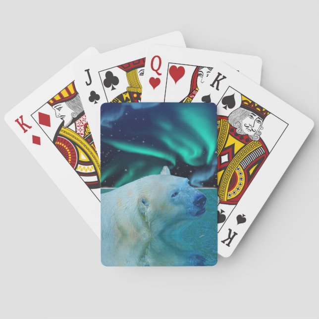 Polar Bear, Northern Lights Wildlife Art Card Deck (Back)