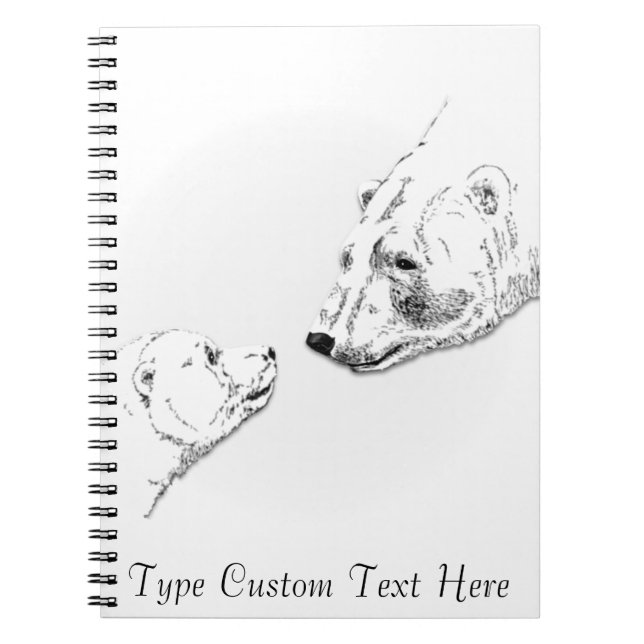 Polar Bear Notebook Personalized Bear Art Notebook (Front)
