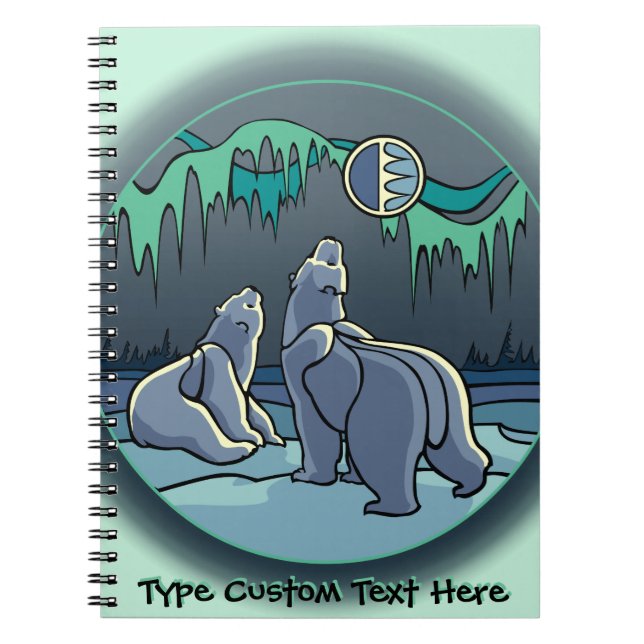 Polar Bear Notebook Personalized Bear Art Notebook (Front)