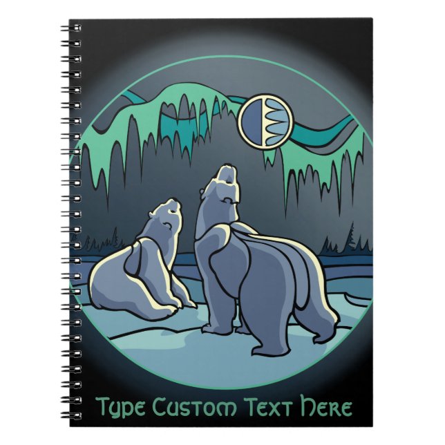 Polar Bear Notebook Personalized Bear Art Notebook (Front)