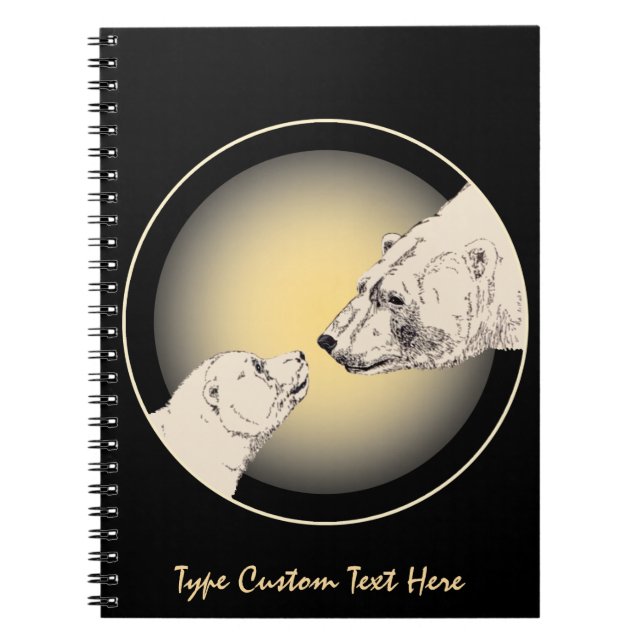Polar Bear Notebook Personalized Bear Art Notebook (Front)