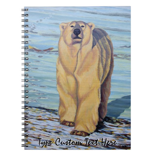 Polar Bear Notebook Personalized Bear Art Notebook (Front)