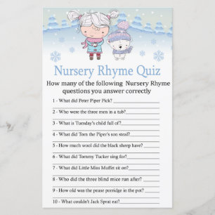 polar bear Nursery Rhyme Quiz baby shower game