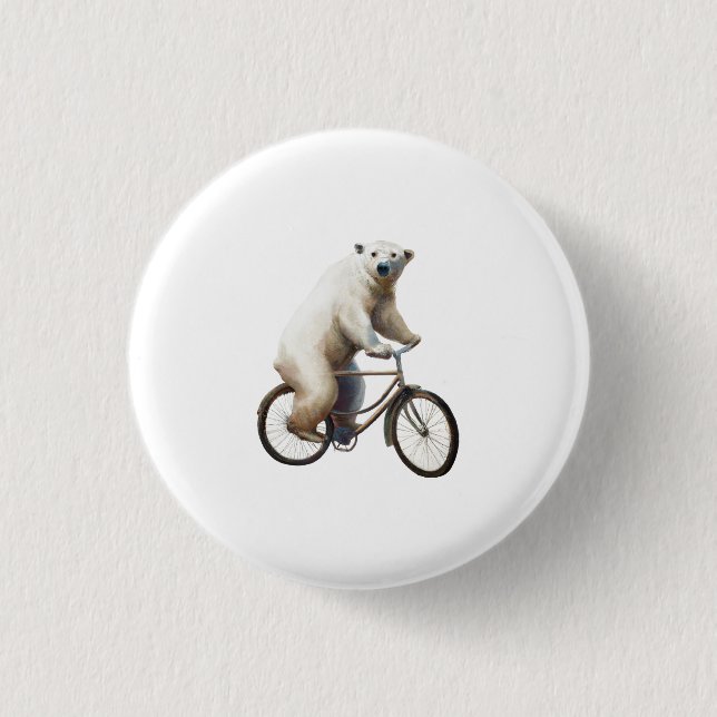 Polar Bear On Bicycle 1 Inch Round Button (Front)