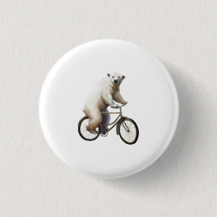 Polar Bear On Bicycle 1 Inch Round Button