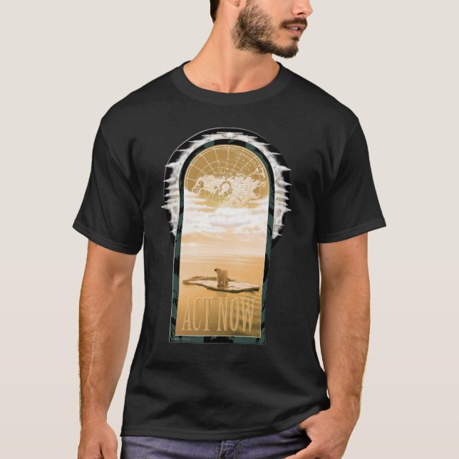 Polar Bear On Black T-Shirt (Front)