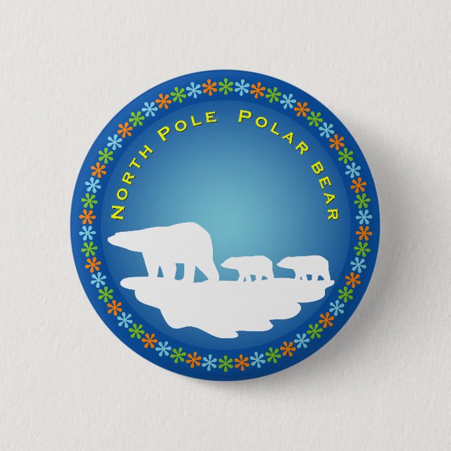 Polar Bear on Ice 2 Inch Round Button (Front)