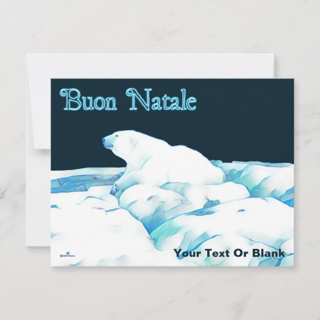 Polar Bear On Ice - Buon Natale Holiday Card (Front)