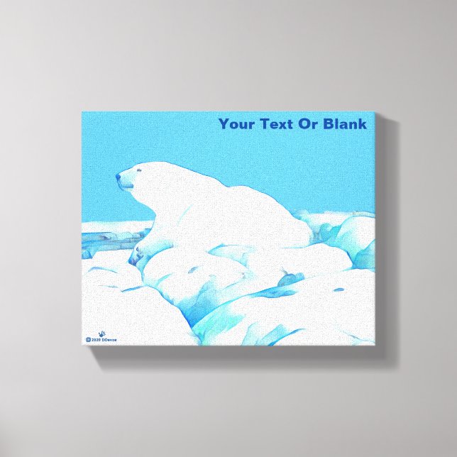 Polar Bear On Ice Canvas Print (Front)