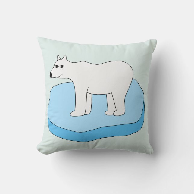 Polar bear on ice floe throw pillow (Front)