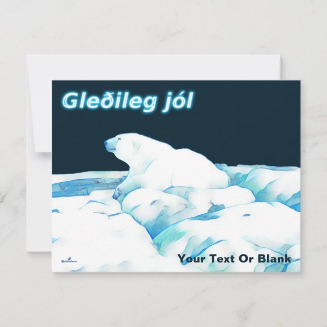 Polar Bear On Ice - Gleðileg Jól Holiday Card (Front)