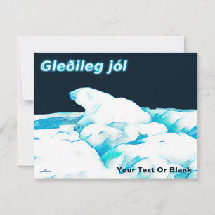 Polar Bear On Ice - Gleðileg Jól Holiday Card