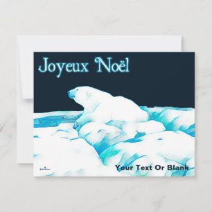 Polar Bear On Ice - Joyeux Noёl Holiday Card