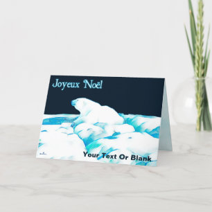Polar Bear On Ice - Joyeux Noёl Holiday Card
