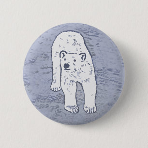 Polar Bear on Ice Painting - Original Wildlife Art 2 Inch Round Button
