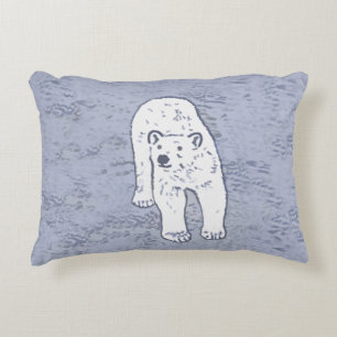 Polar Bear on Ice Painting - Original Wildlife Art Accent Pillow