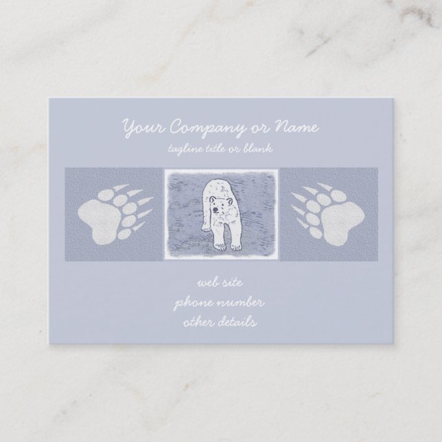 Polar Bear on Ice Painting - Original Wildlife Art Business Card (Front)