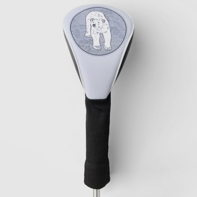 Polar Bear on Ice Painting - Original Wildlife Art Golf Head Cover (Front)