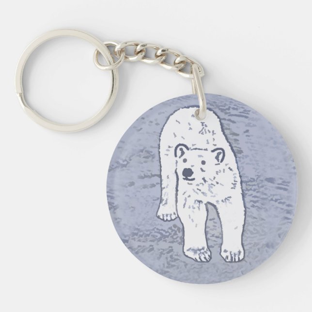 Polar Bear on Ice Painting - Original Wildlife Art Keychain (Front)