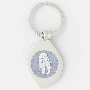Polar Bear on Ice Painting - Original Wildlife Art Keychain