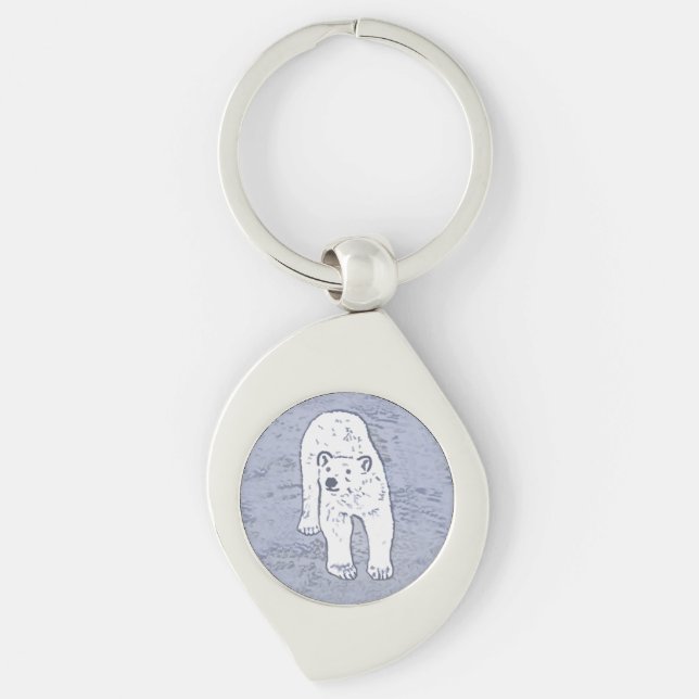 Polar Bear on Ice Painting - Original Wildlife Art Keychain (Front)