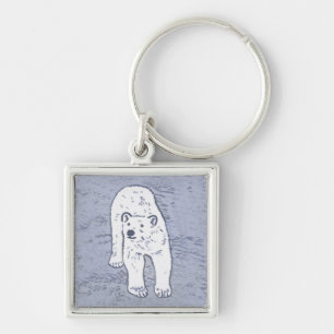 Polar Bear on Ice Painting - Original Wildlife Art Keychain