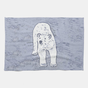 Polar Bear on Ice Painting - Original Wildlife Art Kitchen Towel