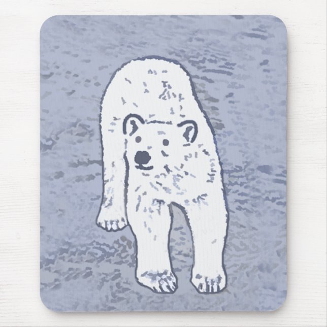 Polar Bear on Ice Painting - Original Wildlife Art Mouse Pad (Front)