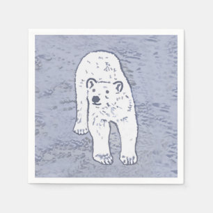 Polar Bear on Ice Painting - Original Wildlife Art Napkin