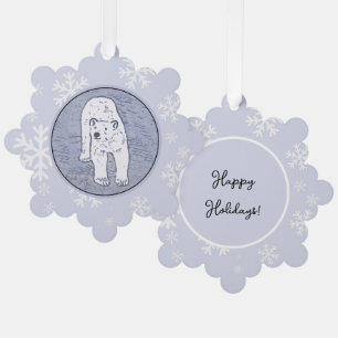 Polar Bear on Ice Painting - Original Wildlife Art Ornament Card