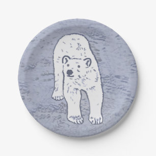 Polar Bear on Ice Painting - Original Wildlife Art Paper Plate