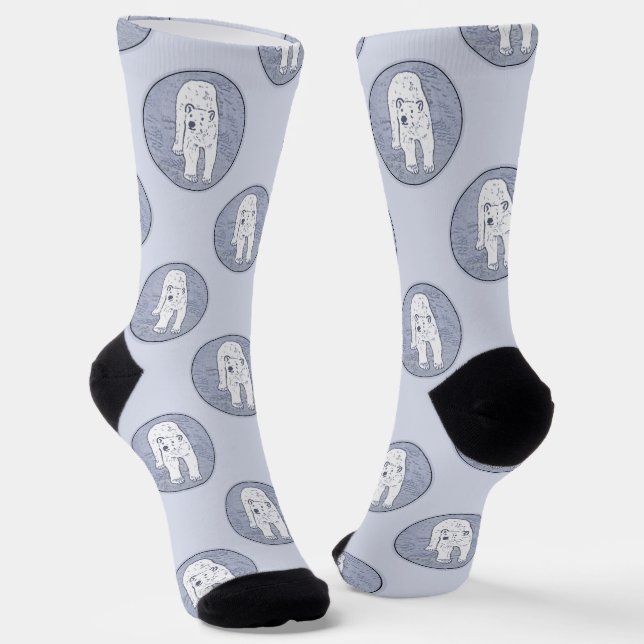 Polar Bear on Ice Painting Original Wildlife Art Socks (Angled)