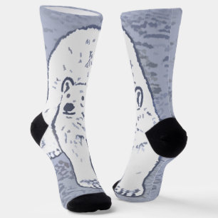 Polar Bear on Ice Painting - Original Wildlife Art Socks