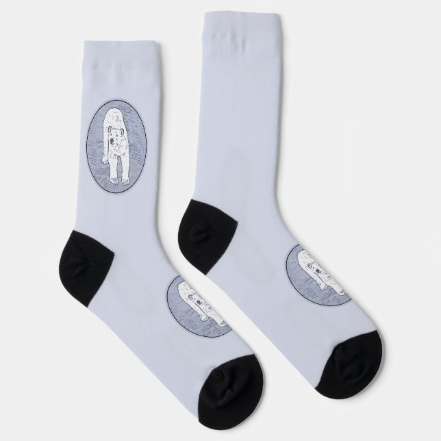 Polar Bear on Ice Painting - Original Wildlife Art Socks (Right)