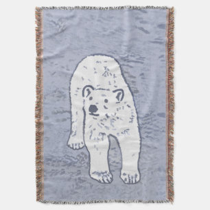 Polar Bear on Ice Painting - Original Wildlife Art Throw Blanket