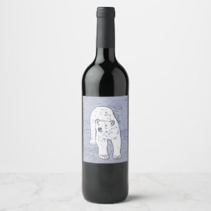 Polar Bear on Ice Painting - Original Wildlife Art Wine Label