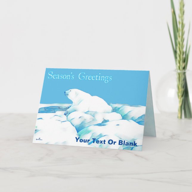 Polar Bear On Ice - Season's Greetings Holiday Card (Front)