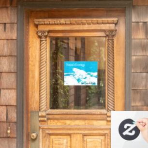 Polar Bear On Ice - Season's Greetings Window Clin Cling