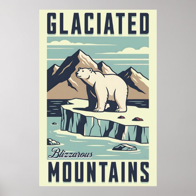 Polar Bear on Iceberg Poster (Devant)