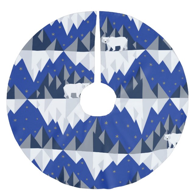 Polar Bear on Iceberg Seamless Pattern. Brushed Polyester Tree Skirt (Front)