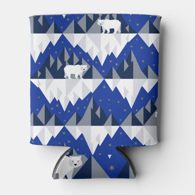 Polar Bear on Iceberg Seamless Pattern. Can Cooler (Front)